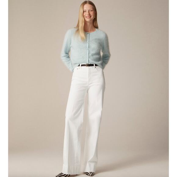 NEW J.Crew New High Rise Denim Trouser Jean Wide Leg Semi Stretch White US 29 - Picture 1 of 15
